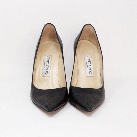JIMMY CHOO #38051 London Black Leather Heels (US 5.5 EU 35.5) - Picture 6 of 8